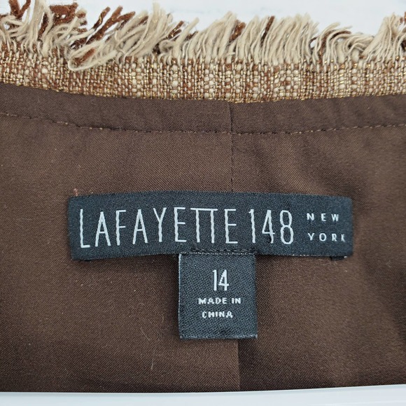 Lafayette 148 New York Medium Fringe Front Clip Linen Blend Blazer Jacket - Picture 3 of 5